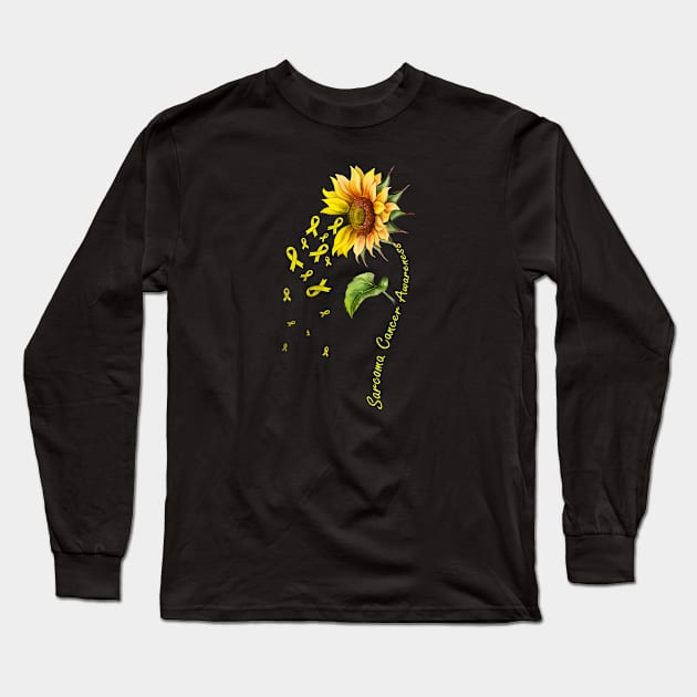 Sarcoma Cancer Awareness Sunflower Long Sleeve T-Shirt by JazlynShyann